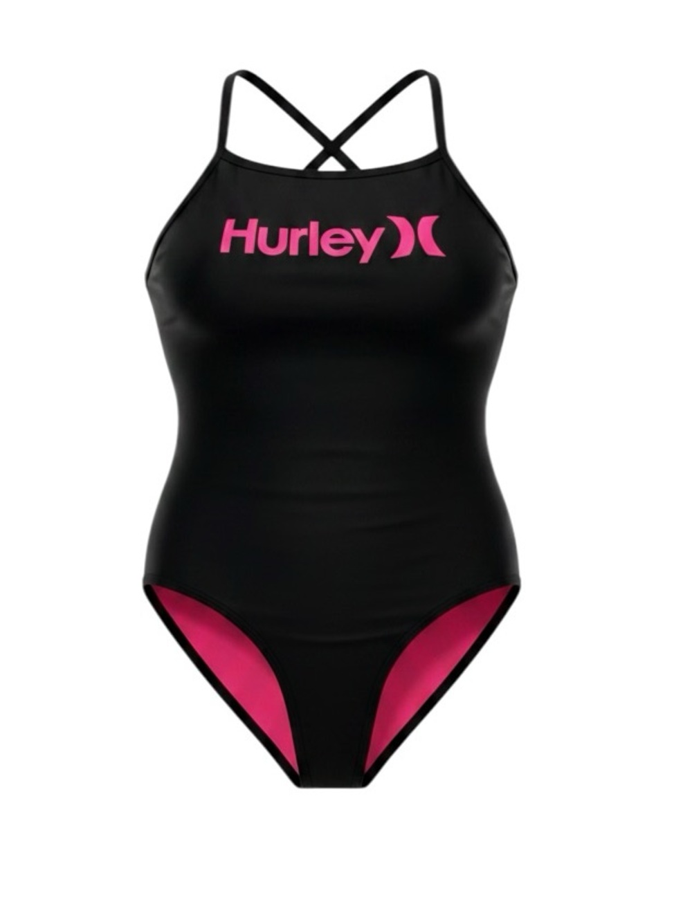 Hurley black/pink one piece bathing suit
